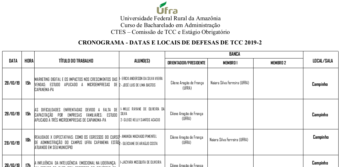 CRONOGRAMA DEFESA ADM
