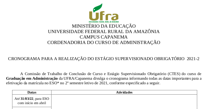 Cronograma Administração ESO 2021 2