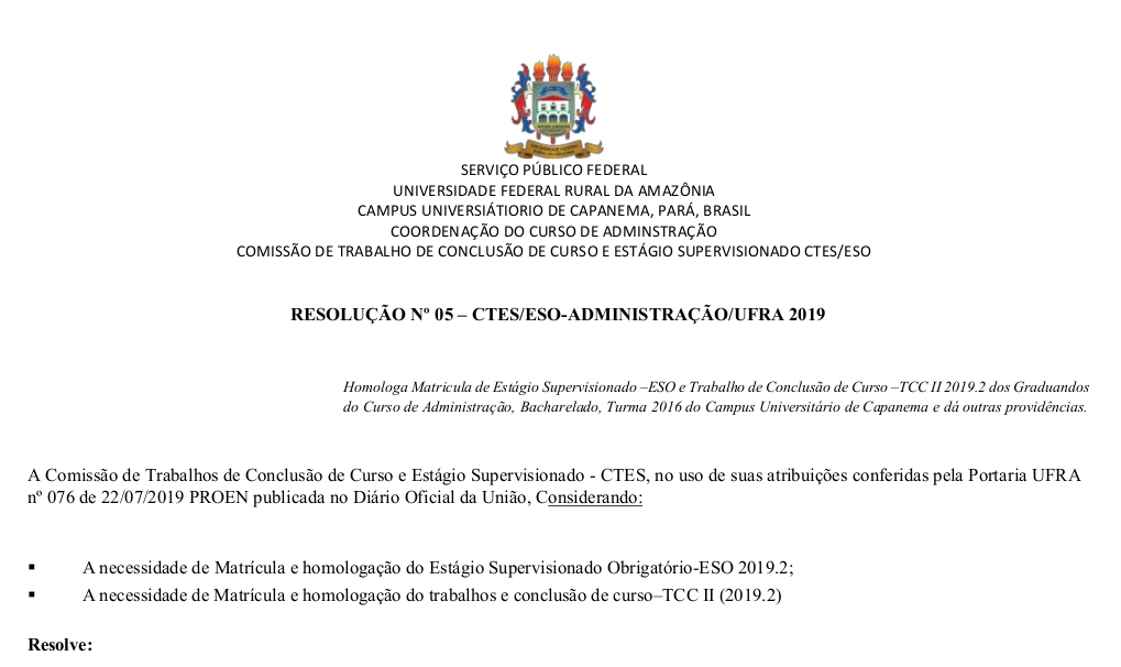 Homologação de Matriculas CRONOGRAMA TCC II E ESO2019.2