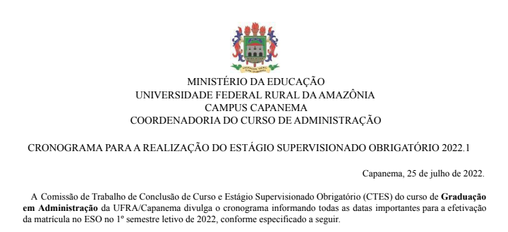 Cronograma Administração ESO 2021 2