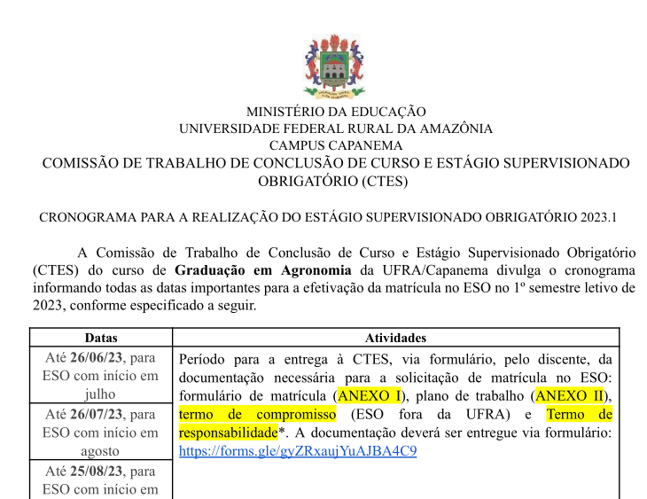 Cronograma ESO 2023 1