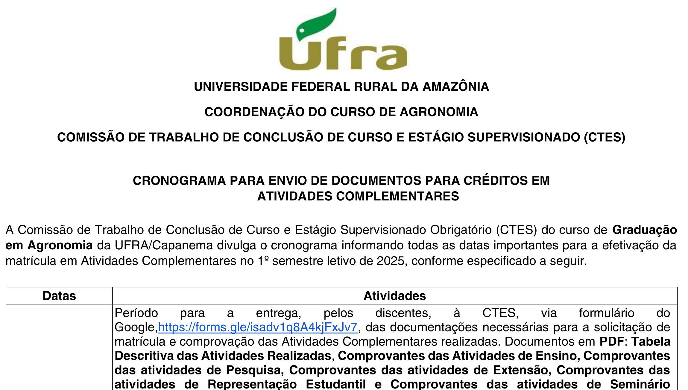 Cronograma AC 2025.1