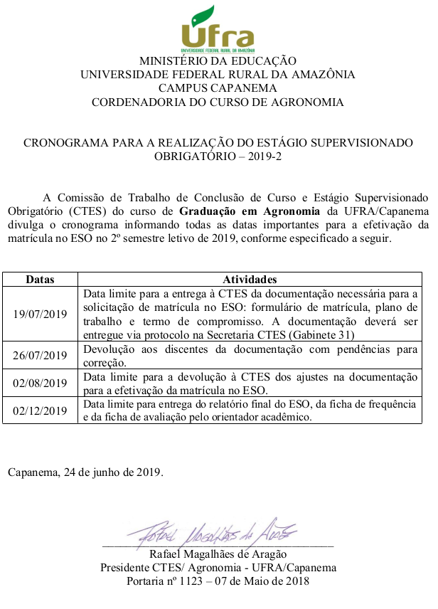 Cronograma ESO 2019.2