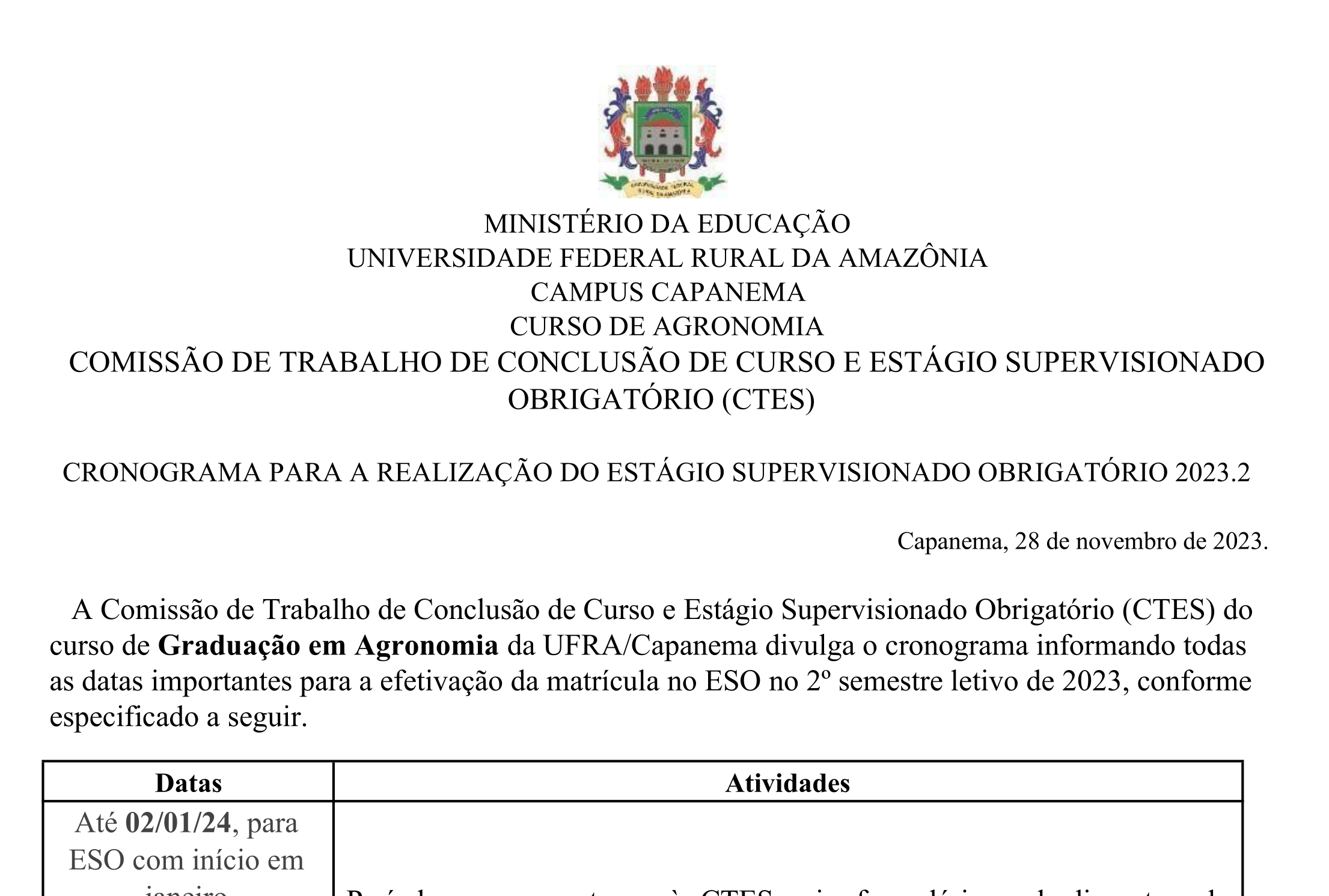 Cronograma ESO 2023 22