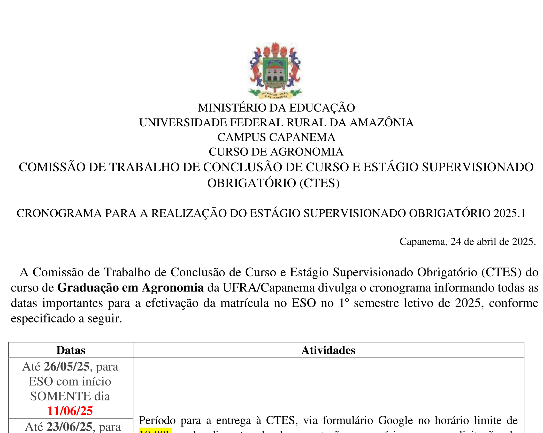 Cronograma ESO 2025 1