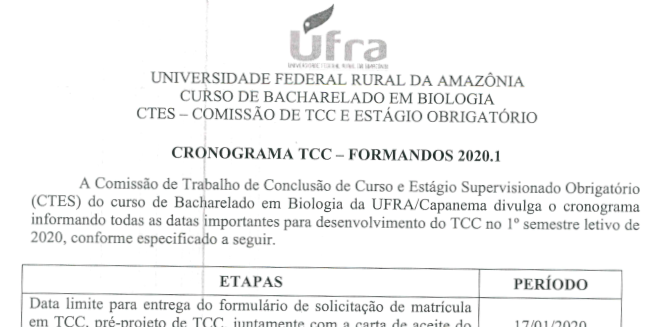 Cronograma TCC 2020.1