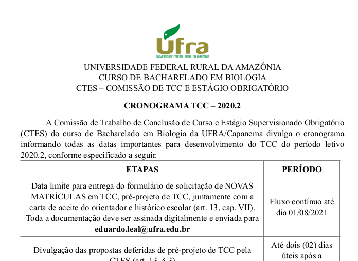 Cronograma TCC 2020.2