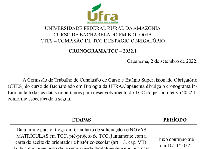 Cronograma TCC 2022.1