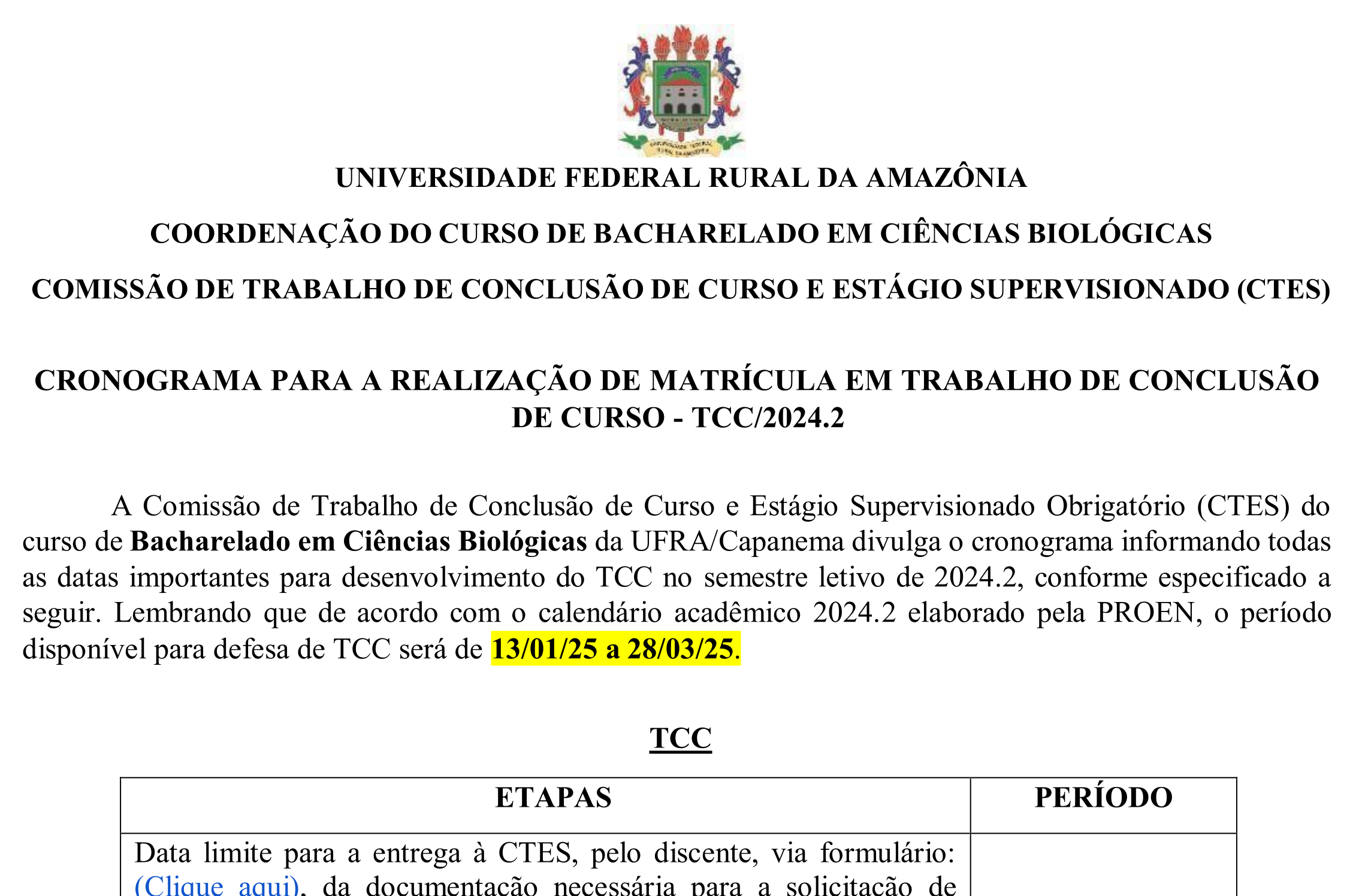 Cronograma TCC 2024 2 