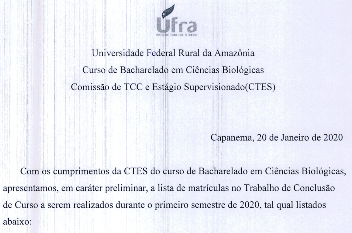 Cronograma TCC 2019.2 Biologia bacharelado