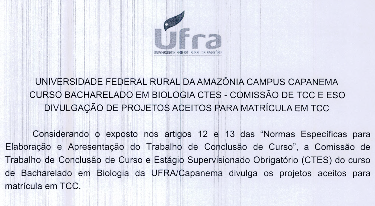 Cronograma TCC 2019.2 Biologia bacharelado