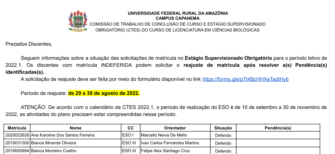 Homologação ESO 2022.1