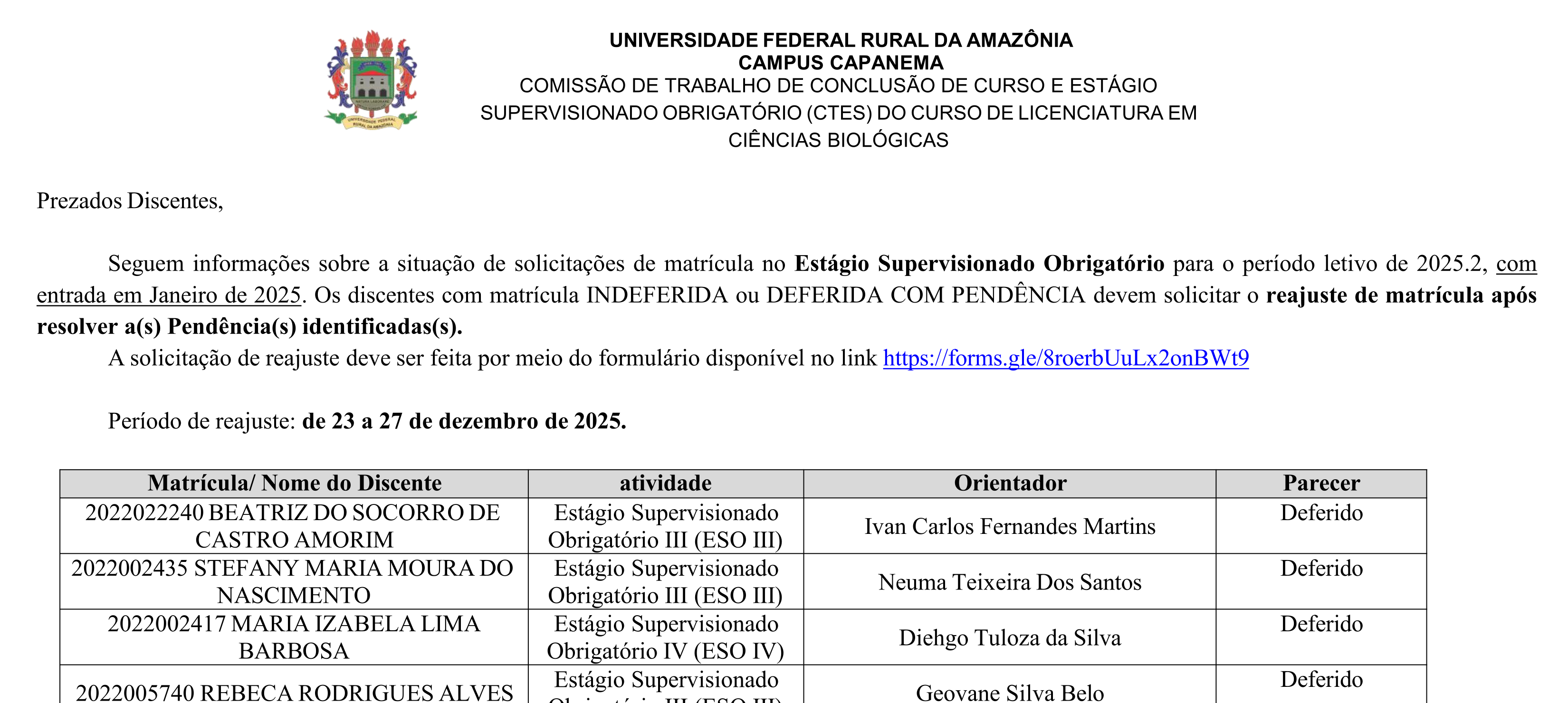 Homologação ESO TCC Matrícula 2025.2 Entrada Janeiro Final