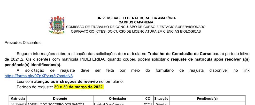 Homologação TCC 2021.2