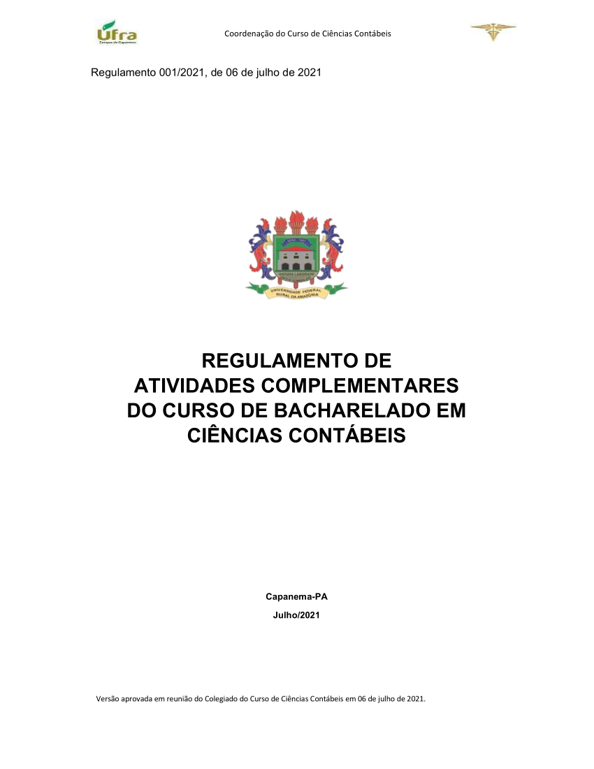 Novo Regulamento de Atividades Complementares e Anexos UFRA Capanema Contabeis 2