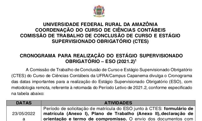 CRONOGRAMA CTES ESO 2021.2 Ufra Capanema Contabeis