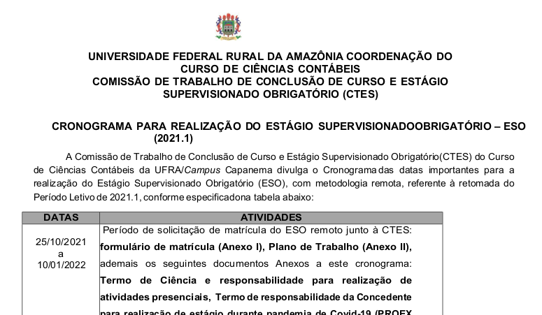 CRONOGRAMA CTES ESO 2021 1 Ufra Capanema Contabeis
