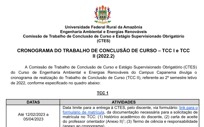 CRONOGRAMA TCC1 e TCC2 2022.2
