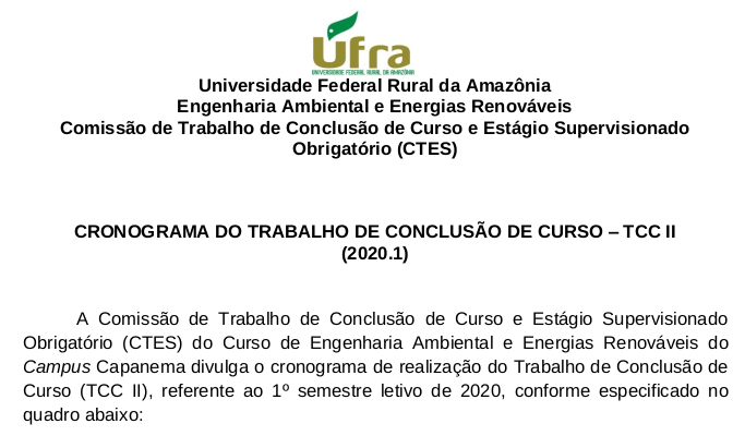 CRONOGRAMA TCC II 2020.1 RETORNO E TERMO DE CIENCIA E RESPONSABILIDADE