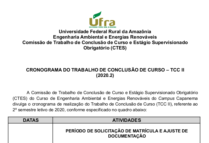 CRONOGRAMA TCCII 2020.2 E TERMO 1