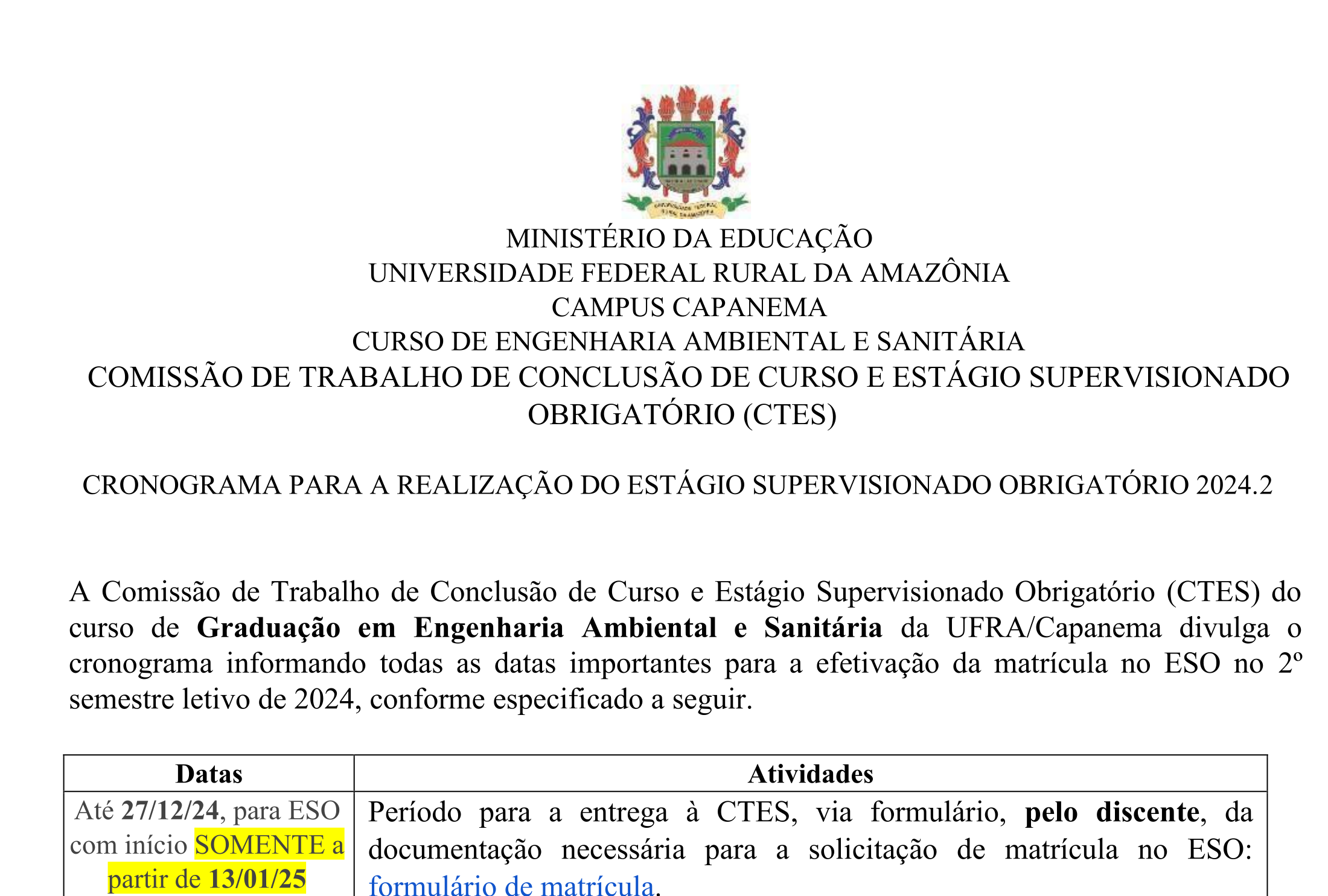 Cronograma ESO 2024 2