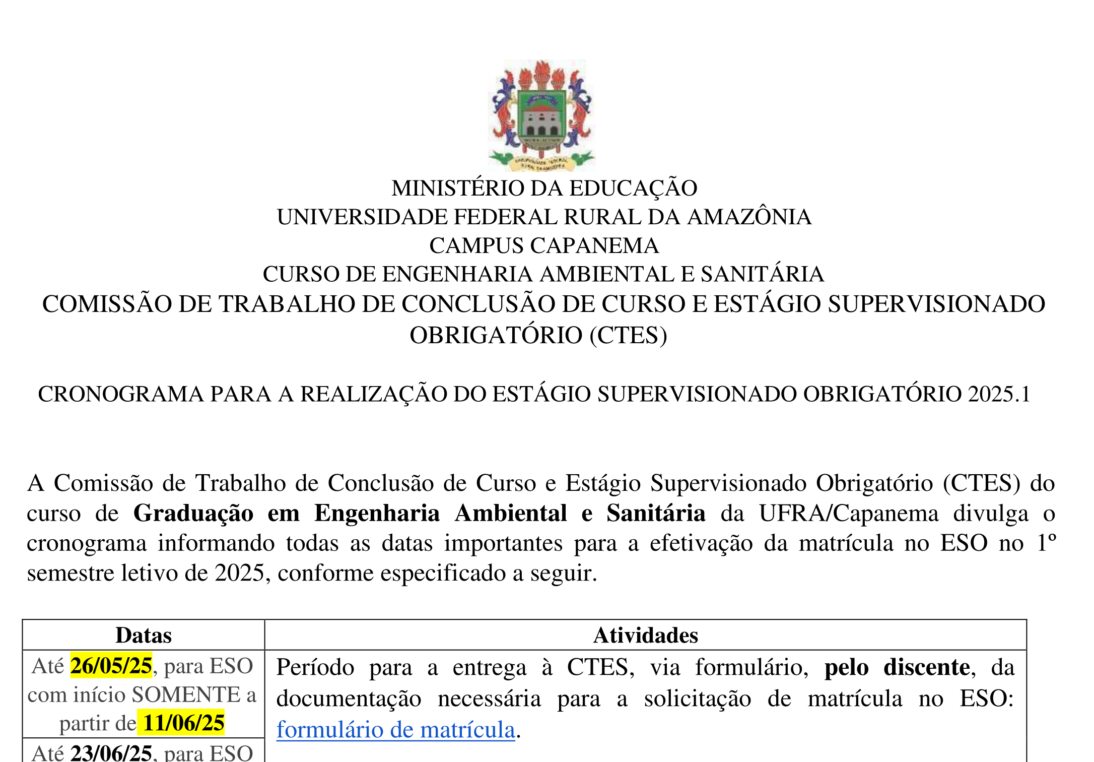 Cronograma ESO 2025 1