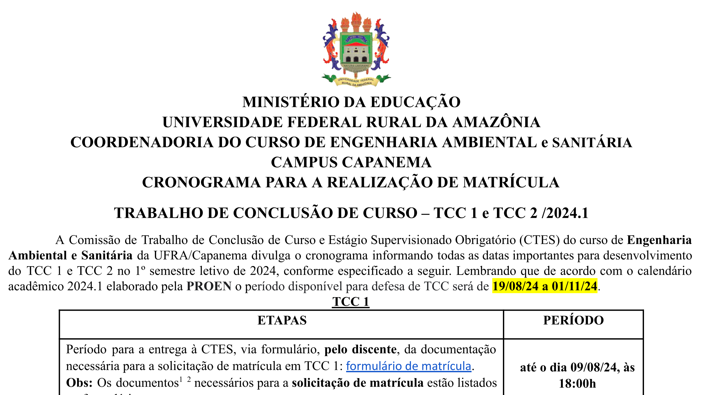 Cronograma TCC1 TCC2 2024 1novo