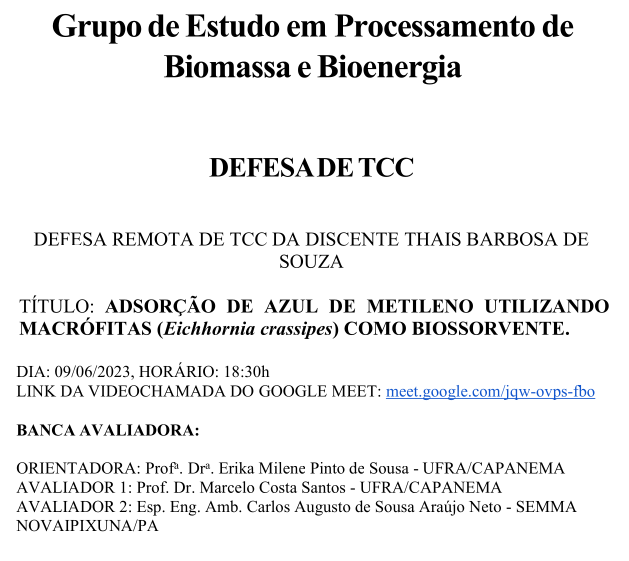 Divulgação de defesa de TCC Thais Souza