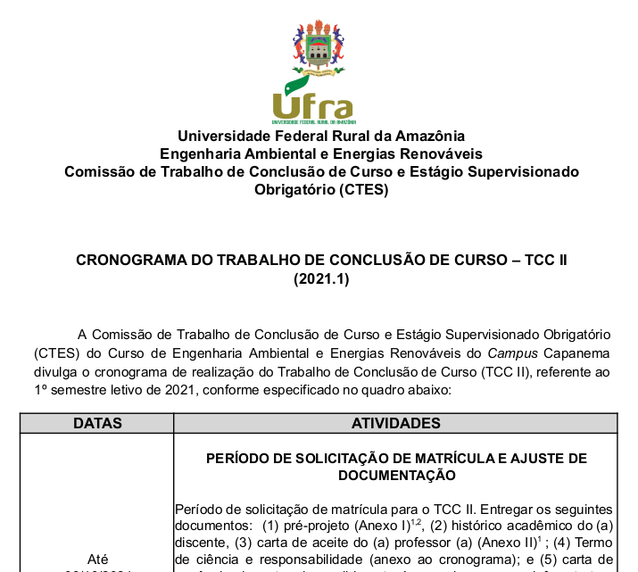 Finalizado CRONOGRAMA TCCII 2021.1