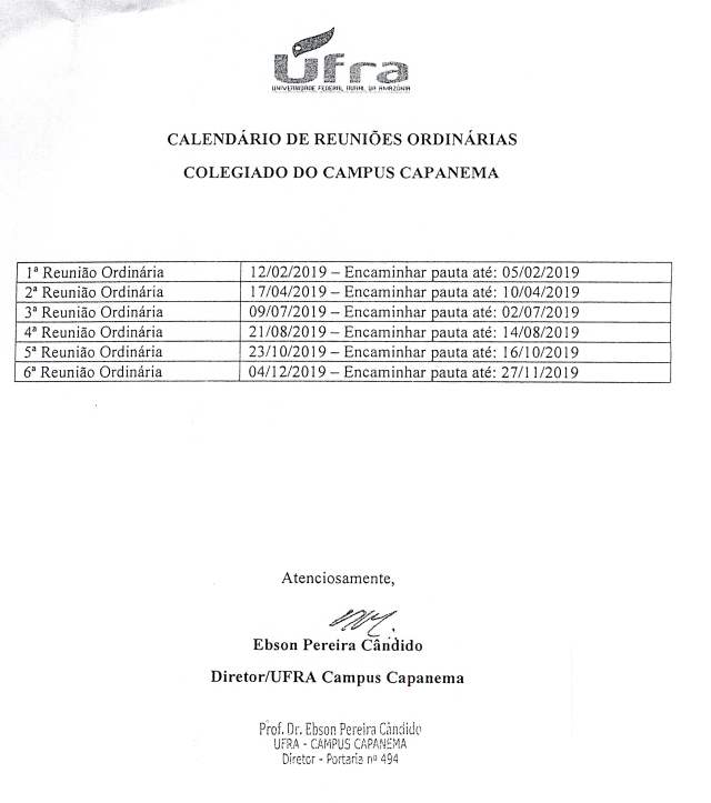 Alteração de datas Colegiado