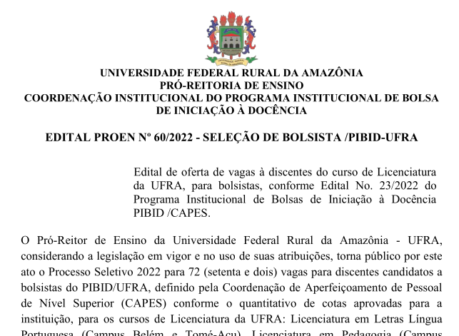 EDITAL 60 2022 SELECAO PIBID Discente