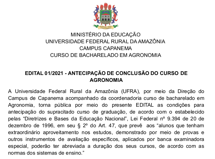 Edital de Antecipação de formatura