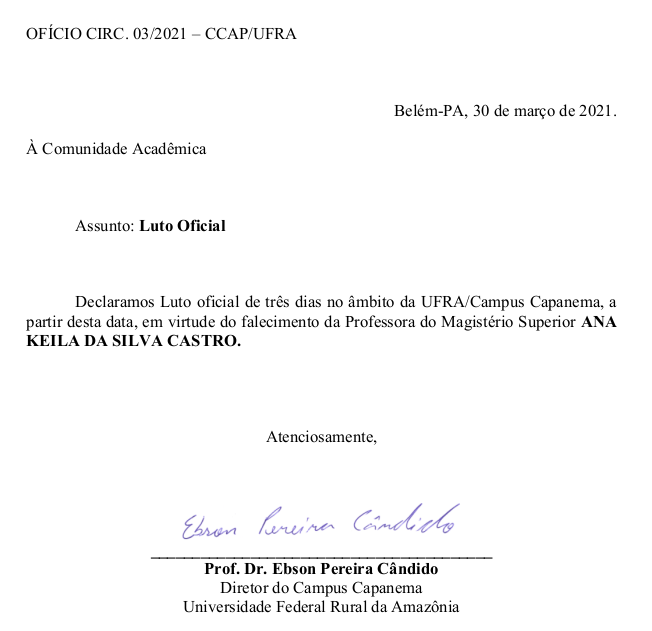 OFÍCIO CIRC. 03 LUTO OFICIAL