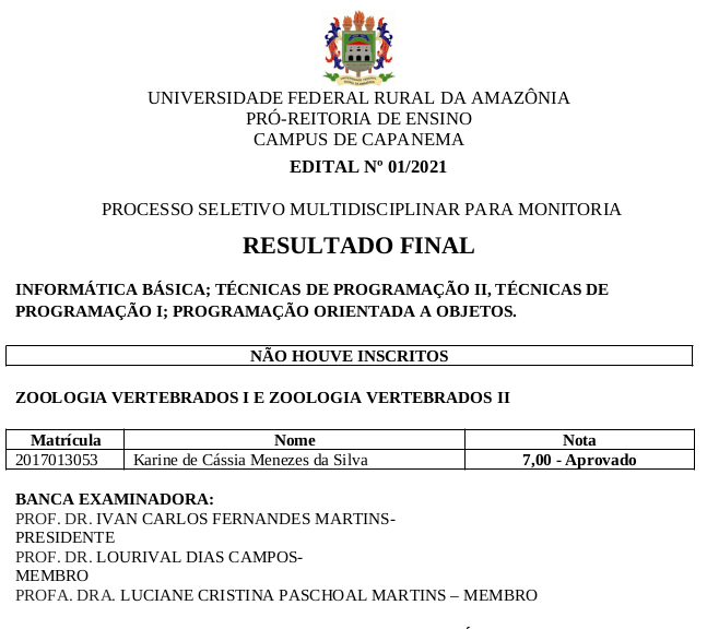RESULTADO FINAL EDITAL 01.2021